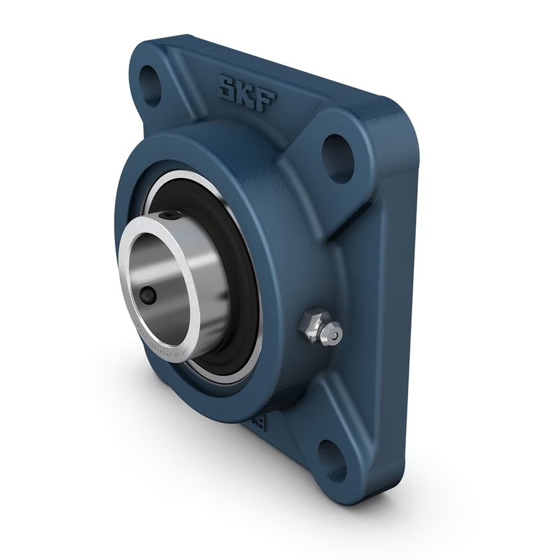 SKF-Kugellagereinheit mit quadratischem Flansch, mit Gewindestiftbefestigung, Graugussgehäuse, ISO