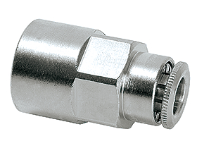 Tube connector G1/4 female for tube o&amp;#216; 6 mm straight  (brass nickel-plated)