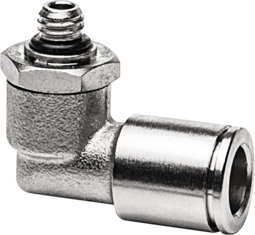 Schlauchanschluss M6a f&amp;#252;r Schlauch a&amp;#216; 8 mm 90&amp;#176; - drehbar  (Messing vernickelt)