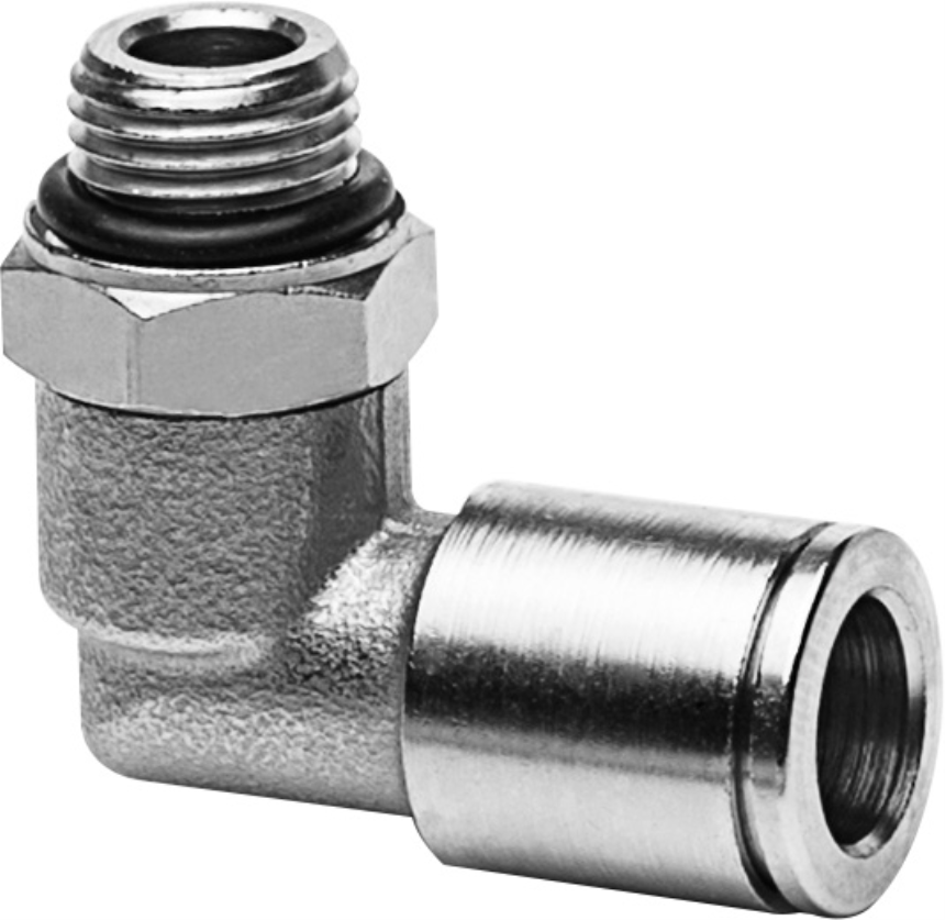 Schlauchanschluss M10x1a f&amp;#252;r Schlauch a&amp;#216; 8 mm 90&amp;#176; - drehbar  (Messing vernickelt)