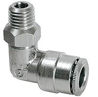 Schlauchanschluss M8x1a für Schlauch aØ 6 mm 90° - drehbar  (Messing vernickelt)