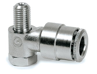 Raccord M6x0,75e pour flexible eØ 6 mm 90° - pivotant  (nickelé laiton)