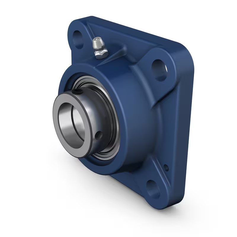 SKF-Square flanged ball bearing unit with eccentric locking, cast iron housing, ISO