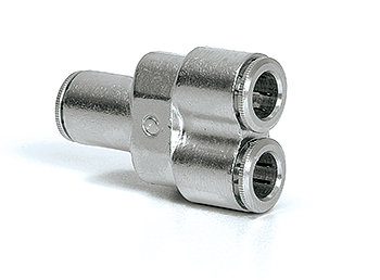 Y-Connector for tube o&amp;#216; 8 mm  (brass nickel-plated)