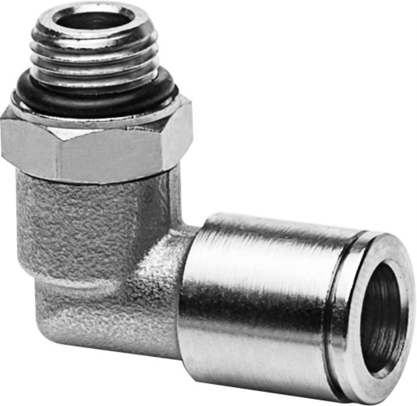 Tube connector M10x1 male for tube o&amp;#216; 8 mm 90&amp;#176; - rotary type  (brass nickel-plated)