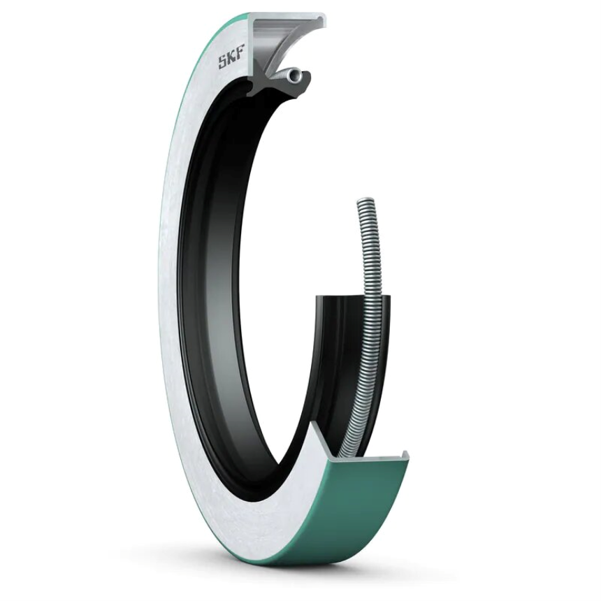 Radial shaft seal with metal housing on one side, sealing lip and additional dust lip