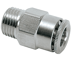 Tube connector M10x1 male for tube o&#216; 6 mm straight  (brass nickel-plated)