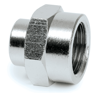 Reducer coupling G3/8 female x G1/8 female for tube o&#216; 8 mm  (nickel-plated)
