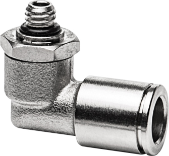 Hose connection M6a for hose a&#216; 8 mm 90&#176; - rotatable (nickel-plated brass)
