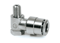 Tube connector M6 male for tube o&amp;#216; 6 mm 90&amp;#176; - swivel type  (brass nickel-plated)