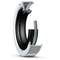 Radial shaft seal with metal housing and stiffening cap, sealing lip and additional dust lip