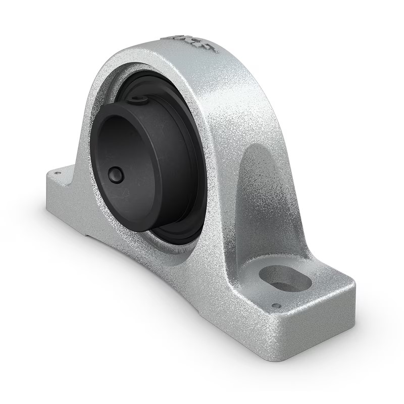 SKF-Pillow block ball bearing unit with extended inner ring and set screw locking, cast iron, ISO